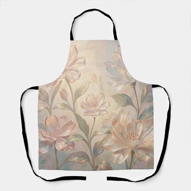 Soft Pastel Floral Bloom Painting Apron (Front)