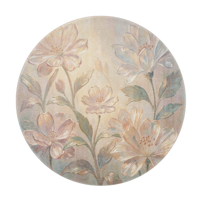 Soft Pastel Floral Bloom Painting Cutting Board (Front)