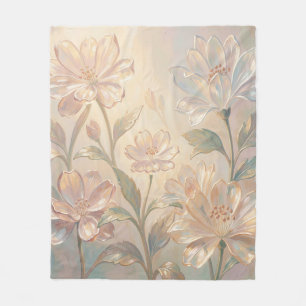 Soft Pastel Floral Bloom Painting Fleece Blanket