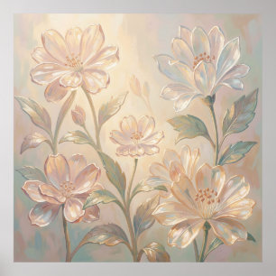 Soft Pastel Floral Bloom Painting Poster
