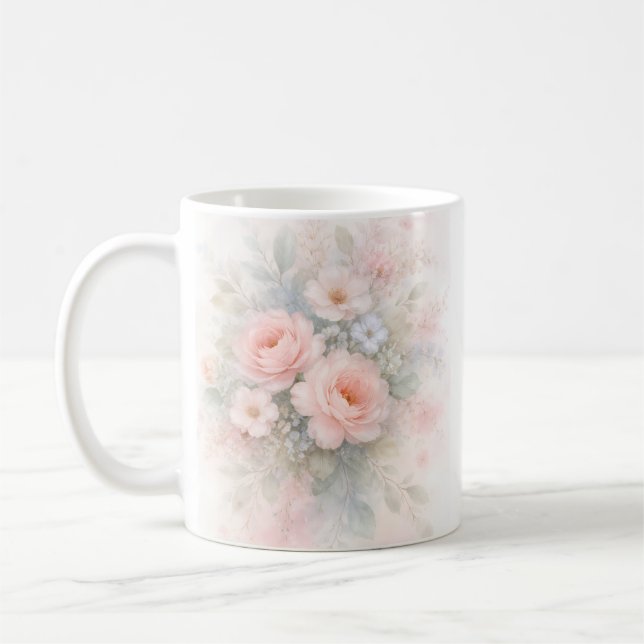 Soft Pastel Floral Bouquet Coffee Mug (Left)