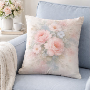 Soft Pastel Floral Bouquet Cushion