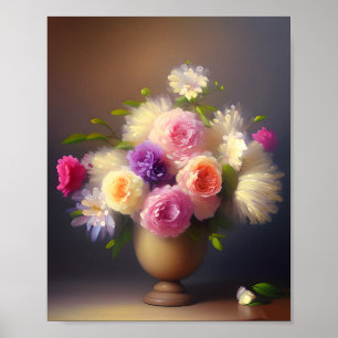 Soft pastel floral bouquet poster