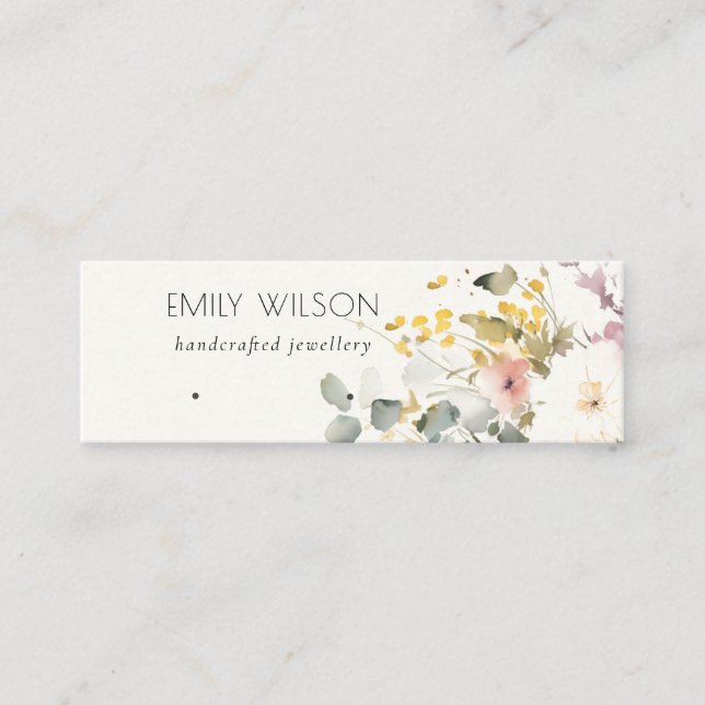 Soft Pastel Floral Earring Hoop Loop Stud Display Mini Business Card (Front)