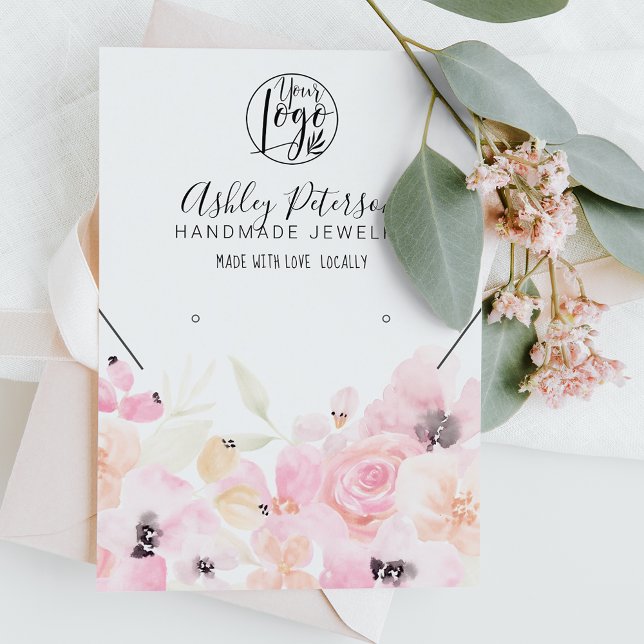 Soft pastel floral logo jewellery earring necklace business card (Creator Uploaded)