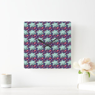 Soft Pastel Floral Pattern   Elegant floral  Square Wall Clock