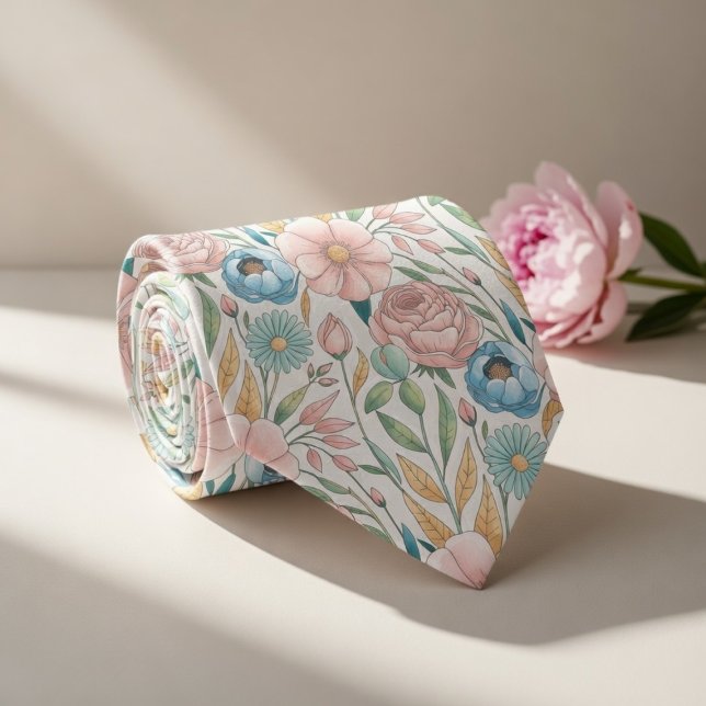 Soft pastel floral pattern tie (Creator Uploaded)