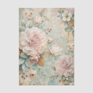Soft Pastel Floral Pattern with Peonies Tissue Paper