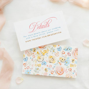 Soft Pastel Floral Whimsical Wedding Details Enclosure Card