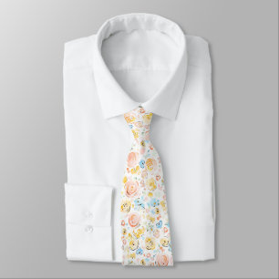 Soft Pastel Floral Whimsical Wedding Neck Tie