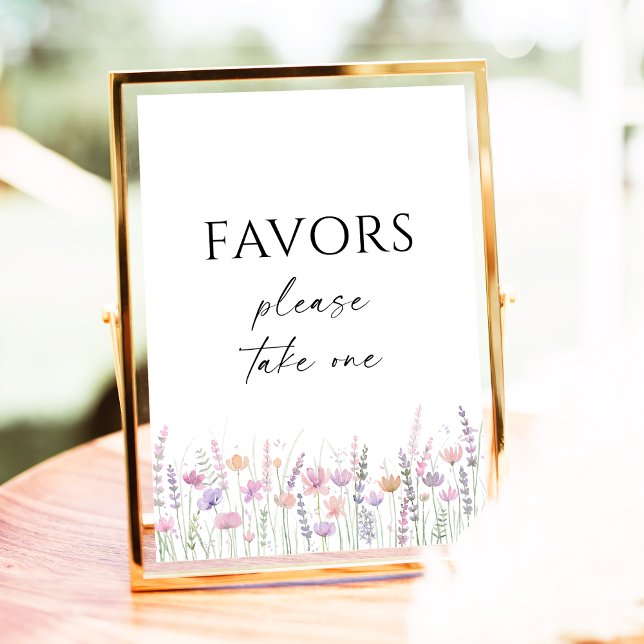 Soft Pastel Floral Wildflower Wedding Favors Sign (Creator Uploaded)
