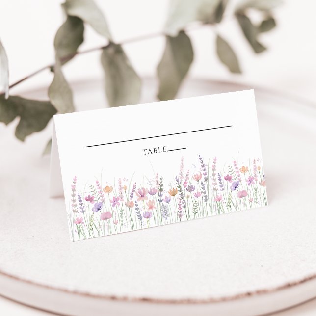 Soft Pastel Floral Wildflower Wedding Place Card (Creator Uploaded)