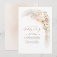 Soft Pastel Flowers and Pampas Grass Boho Birthday