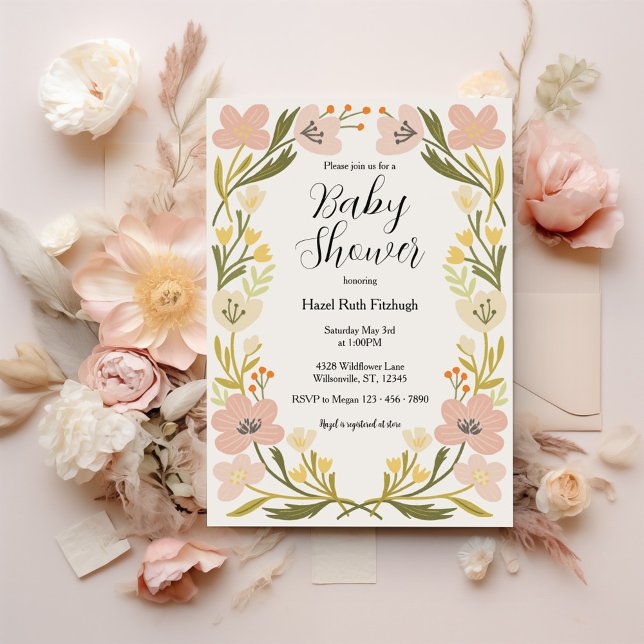 Soft Pastel Flowers Baby Shower Invitation (Creator Uploaded)