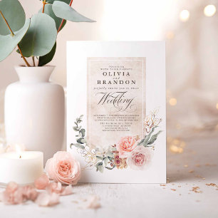Soft Pastel Flowers Boho Elegant Chic Wedding Invitation
