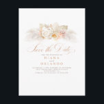 Soft Pastel Flowers Pampas Grass Save the Date Announcement Postcard<br><div class="desc">Pampas grass and light flowers save the date postcards</div>