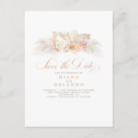 Soft Pastel Flowers Pampas Grass Save the Date