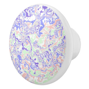 Soft Pastel Funky Boho Retro Abstract Marble Ceramic Knob