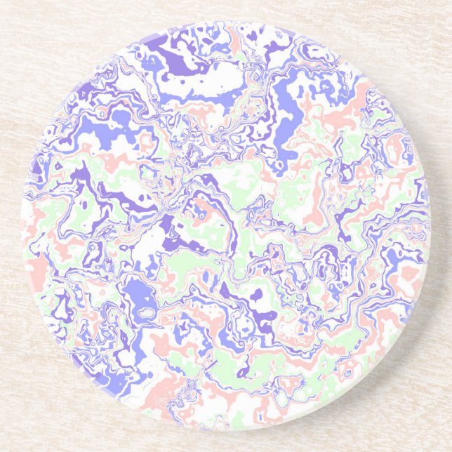 Soft Pastel Funky Boho Retro Abstract Marble Coaster (Front)