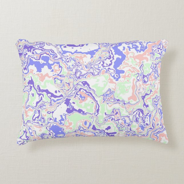 Soft Pastel Funky Boho Retro Abstract Marble Decorative Cushion (Front)
