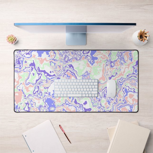 Soft Pastel Funky Boho Retro Abstract Marble Desk Mat (Office 1)