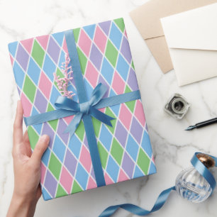 Soft Pastel Geometric Harlequin Wrapping Paper