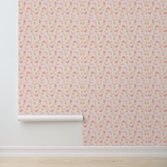 Soft Pastel Geometric Pattern with Hearts Wallpaper (Application)
