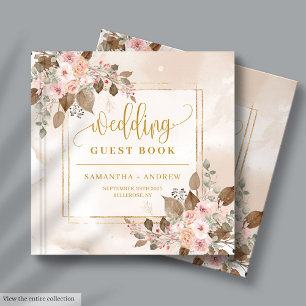 Soft Pastel & Gold Boho Autumn Wedding Guest Book