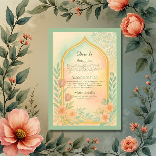 Soft Pastel Gold Floral Arch Wedding Enclosure Card
