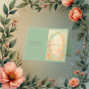 Soft Pastel Gold Floral Arch Wedding guest card