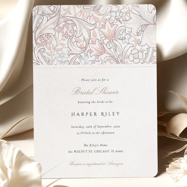 Soft Pastel Golden Lily Bridal Shower Elegant Invitation (Creator Uploaded)