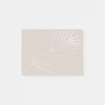 Soft Pastel Gradient Palm Branch Tropical Monogram