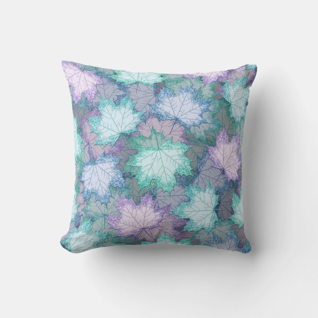 Soft Pastel Leaves Cushion (Front)