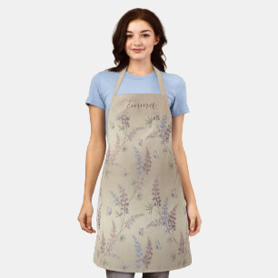 Soft Pastel Lupine & Butterfly Meadow Pattern Apron