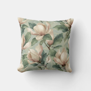 Soft Pastel Magnolia Floral Design Cushion