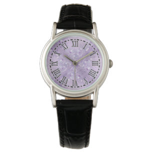 Soft Pastel Mauve Floral Pattern Wrist Watch