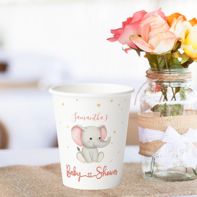 Soft Pastel Minimalist Elephant Baby Shower Cup (Creator Uploaded)