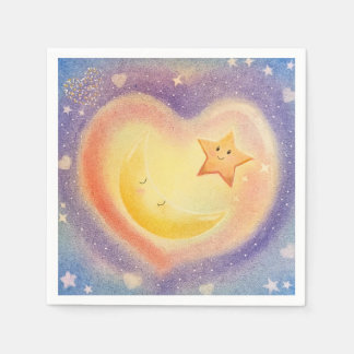 Soft Pastel Moon Star Dreamy Sky Design Napkin