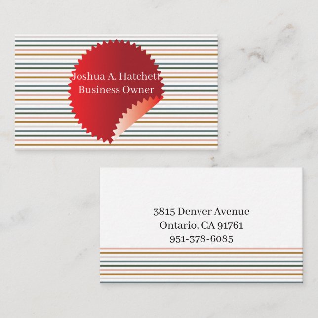 Soft Pastel Multi colour Stripe Handmade Lines Business Card (Front/Back)