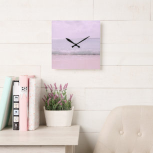 Soft Pastel Ocean Waves 5 Square Wall Clock