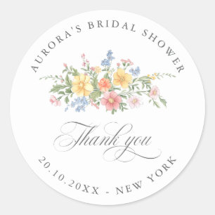 Soft Pastel Ornate Spring Bridal shower thank you Classic Round Sticker