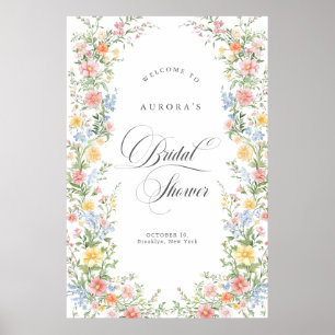 Soft Pastel Ornate Spring Bridal Shower Welcome Poster
