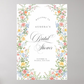 Soft Pastel Ornate Spring Bridal Shower Welcome Poster