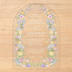 Soft Pastel Ornate Spring Floral Arch Chic Wedding Acrylic Invitations