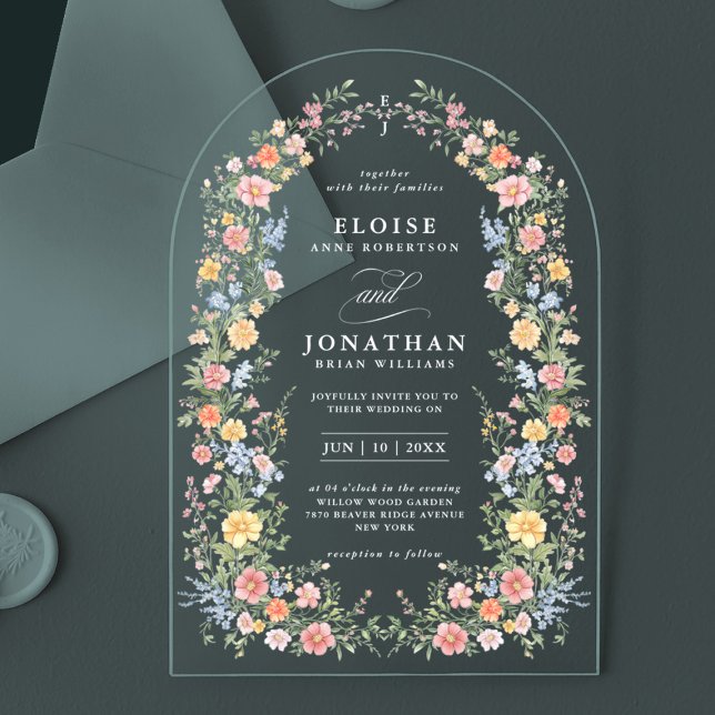 Soft Pastel Ornate Spring Floral Arch Chic Wedding Acrylic Invitations (Soft Pastel Ornate Spring Floral Arch Chic Wedding Acrylic Invitation)