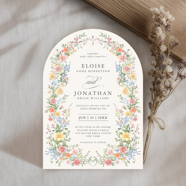 Soft Pastel Ornate Spring Floral Arch Chic Wedding Invitation (Soft Pastel Ornate Spring Floral Arch Chic Wedding Invitation)