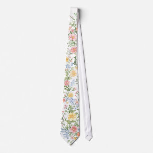 Soft Pastel Ornate Spring Floral Garden Wedding  Tie