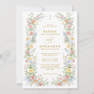 Soft Pastel Ornate Spring Floral Photo Wedding Invitation