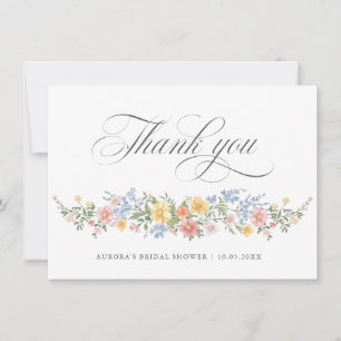 Soft Pastel Ornate Spring Garden Bridal Shower Thank You Card