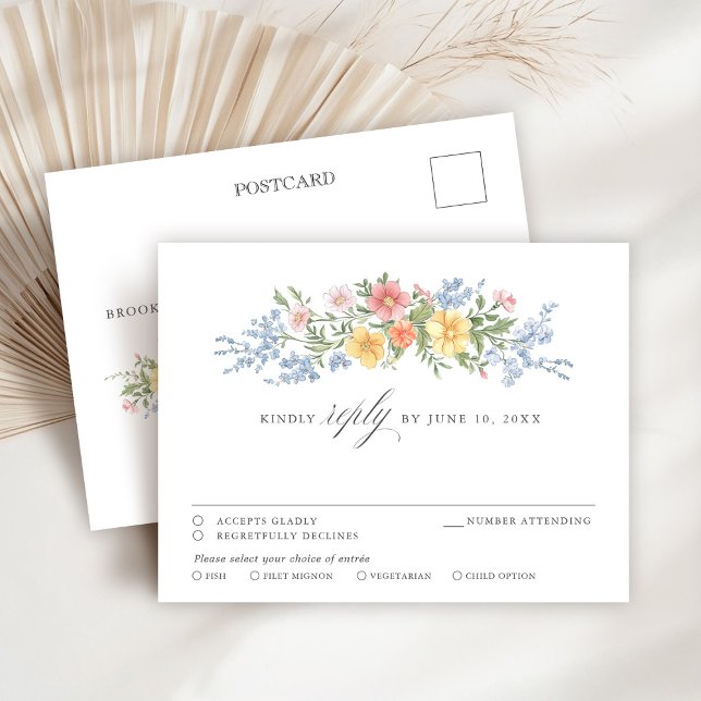 Soft Pastel Ornate Spring Garden Floral chic RSVP Postcard (Soft Pastel Ornate Spring Garden Floral chic RSVP Postcard)